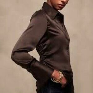 Banana Republic 100% Silk Chocolate Enchant Shirt